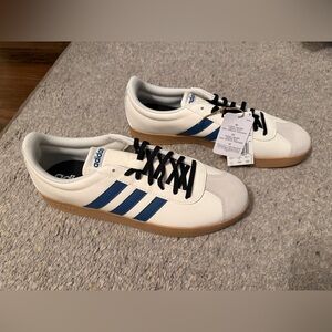 NWT Adidas VL Court Base Navy Cream Black Laces Mens Sneakers Shoe Size 10.5